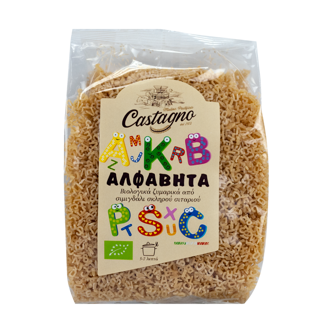 Paste pentru copii Alfabet din grâu Durum ECO 500g - Castagno