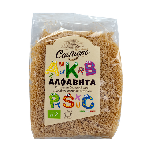 Paste pentru copii Alfabet din grâu Durum ECO 500g - Castagno