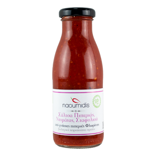 Sos de ardei cu roșii și usturoi negru ECO 270g - Naoumidis Bio